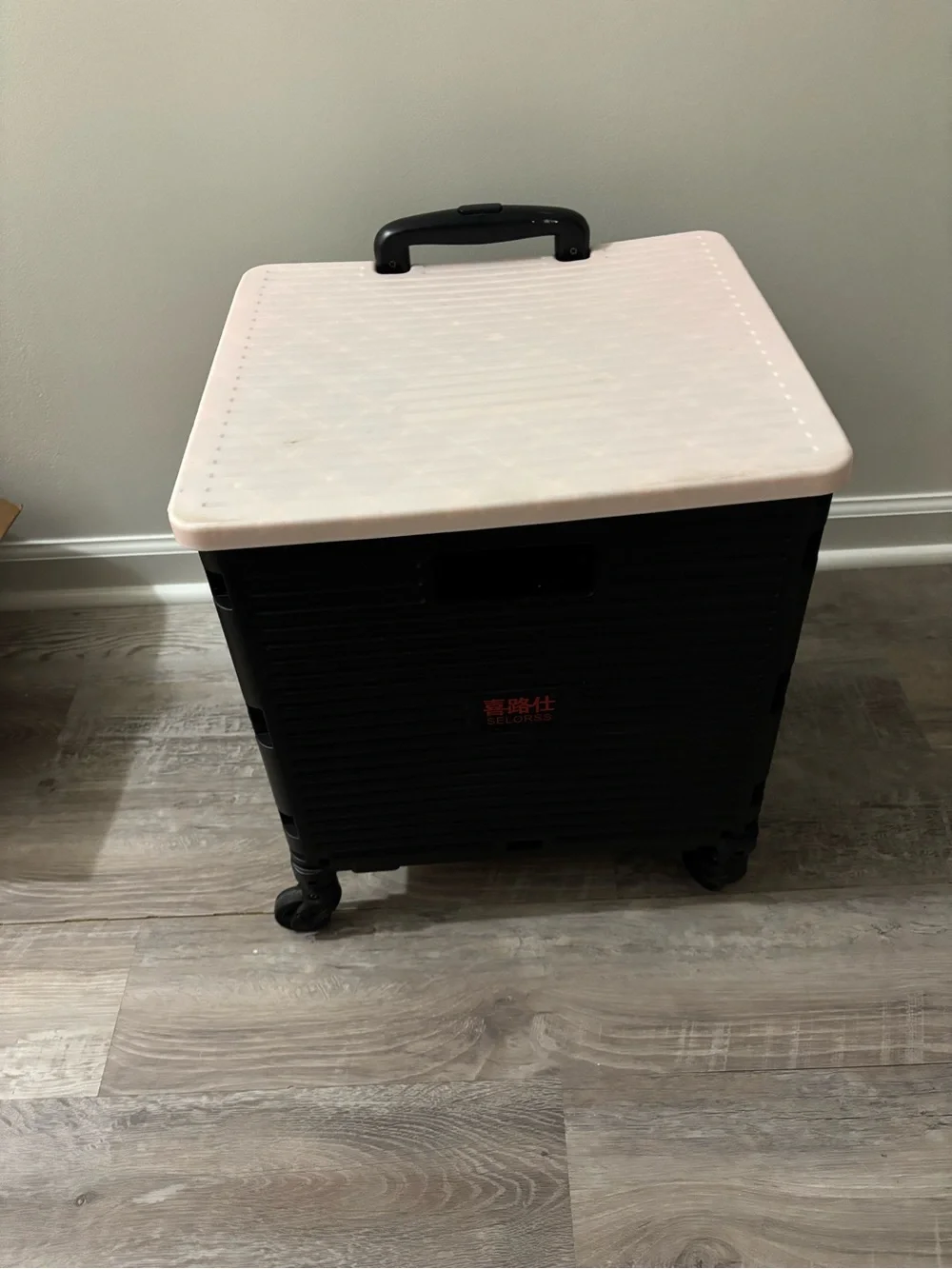Compact Rolling Storage Cart with Pink Lid